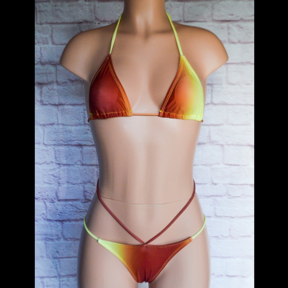 Red and Yellow, Ombré, Bikini Set